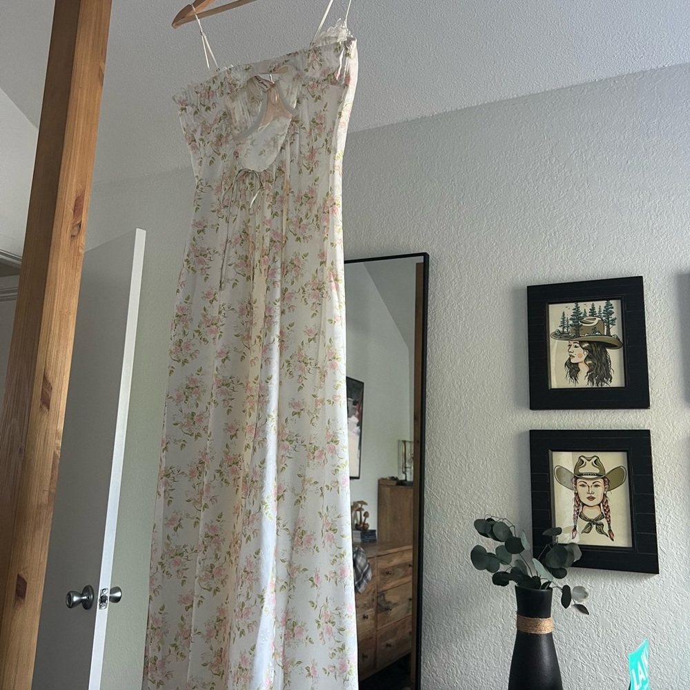 For Love And Lemons Floral Midi Dress - Cream - Picture 4 of 7